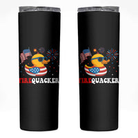 Funny July 4th Skinny Tumbler Patriotic Duck Firequacker American Flag - Wonder Print Shop