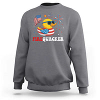 Funny July 4th Sweatshirt Patriotic Duck Firequacker American Flag - Wonder Print Shop