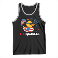 Funny July 4th Tank Top Patriotic Duck Firequacker American Flag - Wonder Print Shop