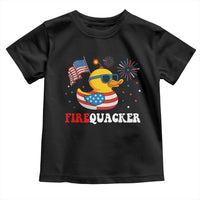 Funny July 4th Toddler T Shirt Patriotic Duck Firequacker American Flag - Wonder Print Shop