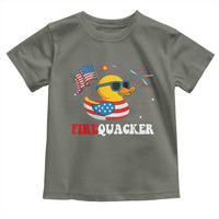 Funny July 4th Toddler T Shirt Patriotic Duck Firequacker American Flag - Wonder Print Shop