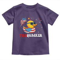 Funny July 4th Toddler T Shirt Patriotic Duck Firequacker American Flag - Wonder Print Shop