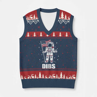 Funny Astronaut Dibs Moon Landing V-Neck Knit Sweater Vest Patriotic Space USA Meme for 4th of July - Wonder Print Shop