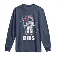 Funny Astronaut Dibs Moon Landing Long Sleeve Shirt Patriotic Space USA Meme for 4th of July - Wonder Print Shop