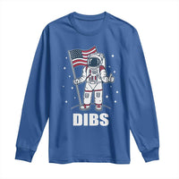 Funny Astronaut Dibs Moon Landing Long Sleeve Shirt Patriotic Space USA Meme for 4th of July - Wonder Print Shop