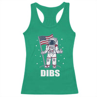 Funny Astronaut Dibs Moon Landing Racerback Tank Top Patriotic Space USA Meme for 4th of July - Wonder Print Shop