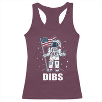 Funny Astronaut Dibs Moon Landing Racerback Tank Top Patriotic Space USA Meme for 4th of July - Wonder Print Shop