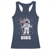 Funny Astronaut Dibs Moon Landing Racerback Tank Top Patriotic Space USA Meme for 4th of July - Wonder Print Shop