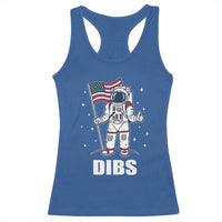 Funny Astronaut Dibs Moon Landing Racerback Tank Top Patriotic Space USA Meme for 4th of July - Wonder Print Shop