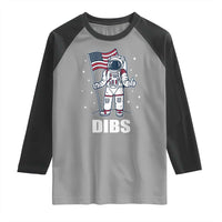 Funny Astronaut Dibs Moon Landing Raglan Shirt Patriotic Space USA Meme for 4th of July - Wonder Print Shop