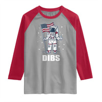 Funny Astronaut Dibs Moon Landing Raglan Shirt Patriotic Space USA Meme for 4th of July - Wonder Print Shop