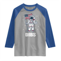 Funny Astronaut Dibs Moon Landing Raglan Shirt Patriotic Space USA Meme for 4th of July - Wonder Print Shop