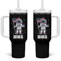 Funny Astronaut Dibs Moon Landing Tumbler With Handle Patriotic Space USA Meme for 4th of July - Wonder Print Shop