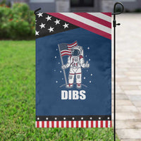 Funny Astronaut Dibs Moon Landing Garden Flag Patriotic Space USA Meme for 4th of July