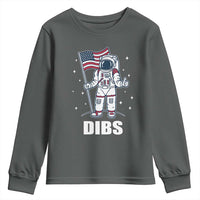 Funny Astronaut Dibs Moon Landing Youth Sweatshirt Patriotic Space USA Meme for 4th of July - Wonder Print Shop