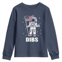 Funny Astronaut Dibs Moon Landing Youth Sweatshirt Patriotic Space USA Meme for 4th of July - Wonder Print Shop