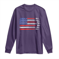 USA Flag Rocket Long Sleeve Shirt Patriotic Space Red White Blue 4th of July - Wonder Print Shop