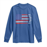 USA Flag Rocket Long Sleeve Shirt Patriotic Space Red White Blue 4th of July - Wonder Print Shop