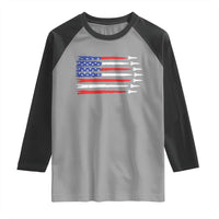 USA Flag Rocket Raglan Shirt Patriotic Space Red White Blue 4th of July - Wonder Print Shop