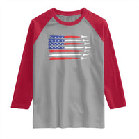 USA Flag Rocket Raglan Shirt Patriotic Space Red White Blue 4th of July - Wonder Print Shop