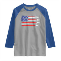 USA Flag Rocket Raglan Shirt Patriotic Space Red White Blue 4th of July - Wonder Print Shop