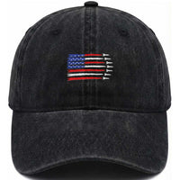USA Flag Rocket Washed Cotton Baseball Cap Patriotic Space Red White Blue 4th of July