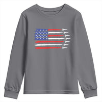 USA Flag Rocket Youth Sweatshirt Patriotic Space Red White Blue 4th of July - Wonder Print Shop
