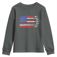 USA Flag Rocket Youth Sweatshirt Patriotic Space Red White Blue 4th of July - Wonder Print Shop
