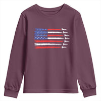 USA Flag Rocket Youth Sweatshirt Patriotic Space Red White Blue 4th of July - Wonder Print Shop