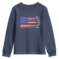 USA Flag Rocket Youth Sweatshirt Patriotic Space Red White Blue 4th of July - Wonder Print Shop