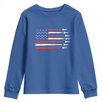 USA Flag Rocket Youth Sweatshirt Patriotic Space Red White Blue 4th of July - Wonder Print Shop
