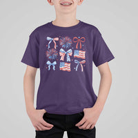 Coquette 4th Of July T Shirt For Kid Patriotic Bow American Flag - Wonder Print Shop