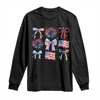 Coquette 4th Of July Long Sleeve Shirt Patriotic Bow American Flag - Wonder Print Shop