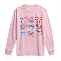 Coquette 4th Of July Long Sleeve Shirt Patriotic Bow American Flag - Wonder Print Shop