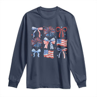Coquette 4th Of July Long Sleeve Shirt Patriotic Bow American Flag - Wonder Print Shop