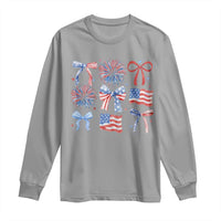 Coquette 4th Of July Long Sleeve Shirt Patriotic Bow American Flag - Wonder Print Shop
