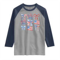 Coquette 4th Of July Raglan Shirt Patriotic Bow American Flag - Wonder Print Shop