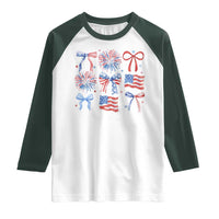 Coquette 4th Of July Raglan Shirt Patriotic Bow American Flag - Wonder Print Shop
