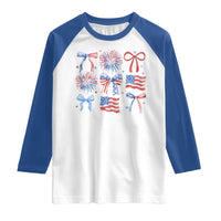 Coquette 4th Of July Raglan Shirt Patriotic Bow American Flag - Wonder Print Shop