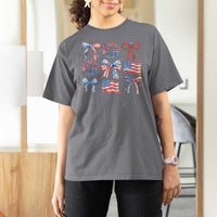Coquette 4th Of July T Shirt For Women Patriotic Bow American Flag - Wonder Print Shop