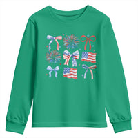 Coquette 4th Of July Youth Sweatshirt Patriotic Bow American Flag - Wonder Print Shop