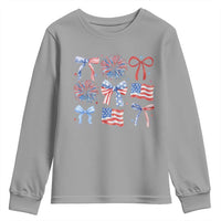 Coquette 4th Of July Youth Sweatshirt Patriotic Bow American Flag - Wonder Print Shop
