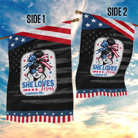 She Loves Jesus And America Too Garden Flag Christian 4th of July Messy Bun Flag