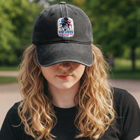 She Loves Jesus And America Too Washed Cotton Baseball Cap Christian 4th of July Messy Bun Flag