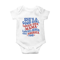 Good Girl Loves Mama Jesus and America Baby Onesie Retro Patriotic 4th of July USA - Wonder Print Shop