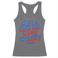 Good Girl Loves Mama Jesus and America Racerback Tank Top Retro Patriotic 4th of July USA - Wonder Print Shop