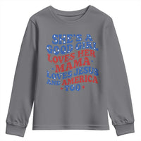 Good Girl Loves Mama Jesus and America Youth Sweatshirt Retro Patriotic 4th of July USA - Wonder Print Shop