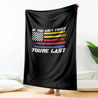 US Flag Car Racing Throw Blanket If You Aint First Youre Last Checkered Flag - Wonder Print Shop