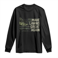 Funny Lawn Mower Dad Gardener Long Sleeve Shirt Make Lawns Great Again Fathers Day American Flag - Wonder Print Shop