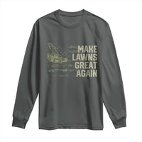 Funny Lawn Mower Dad Gardener Long Sleeve Shirt Make Lawns Great Again Fathers Day American Flag - Wonder Print Shop